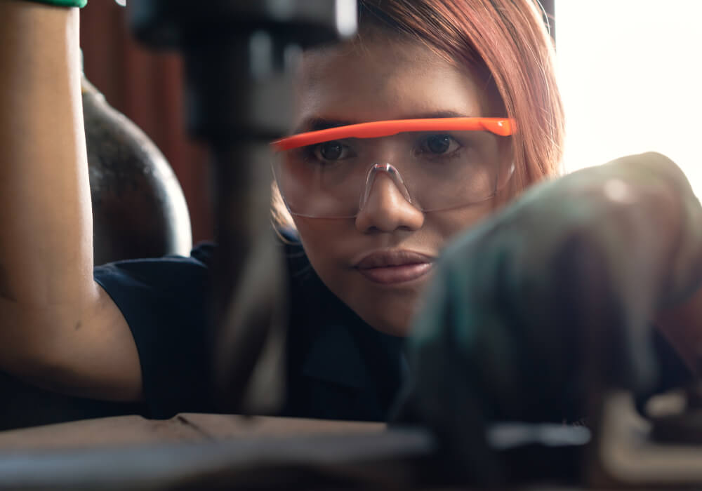 women wearing protective glasses 