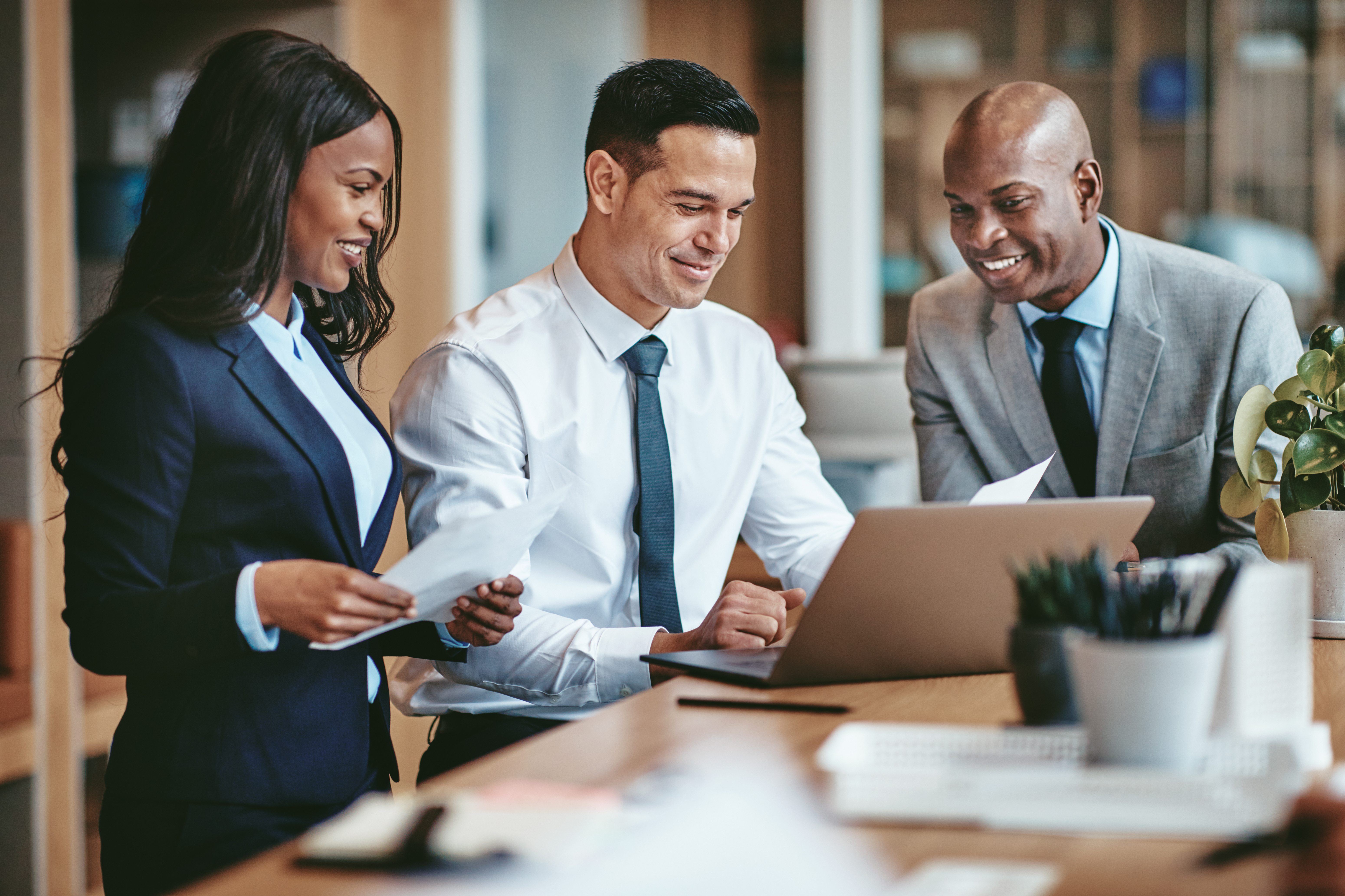 Smiling group of diverse business people 