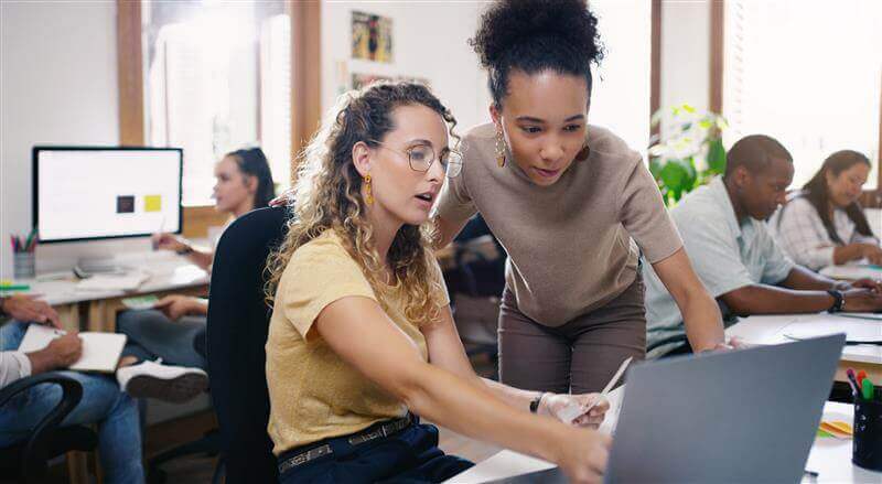 Two women talking 