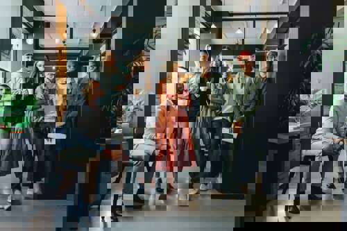 office employees having a group employees 