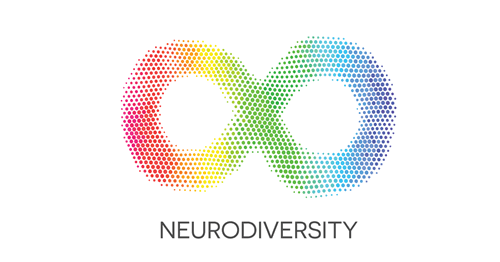 rainbow pattern infinity sign to represent neurodiversity 