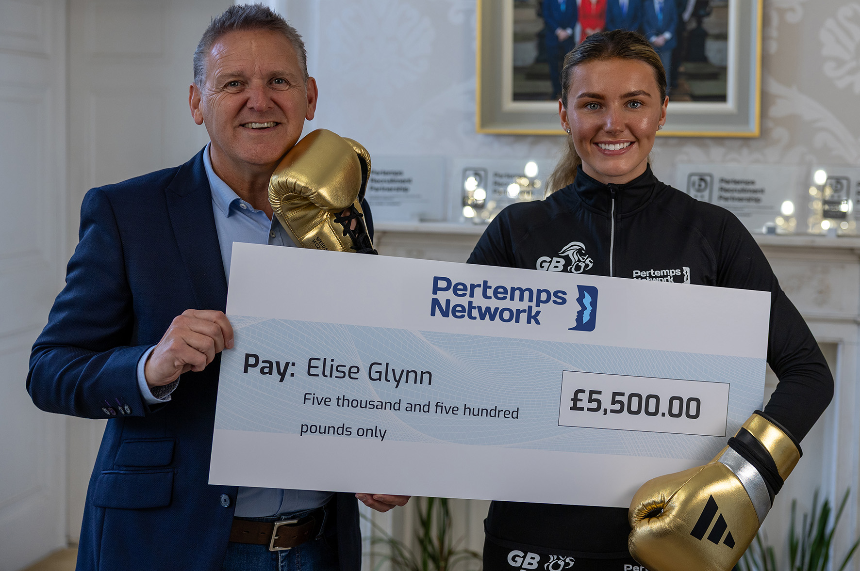 Steve West, CEO of Pertemps and Elise Glynn up and coming GB boxer